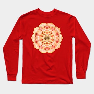 Mandala Shiney Ornaments Red Gold Long Sleeve T-Shirt